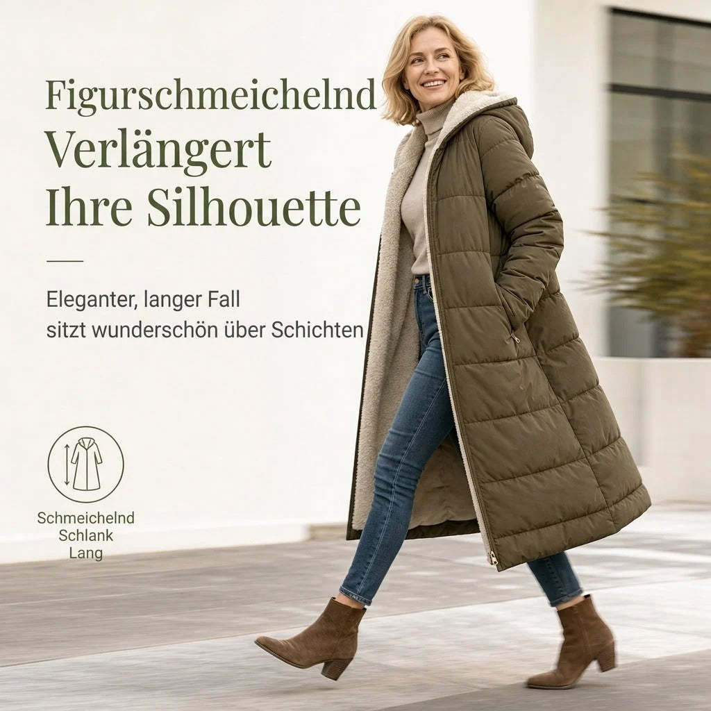 Wendbare, wattierte Slim-Fit-Mantel mit Kapuze - perlanotturna