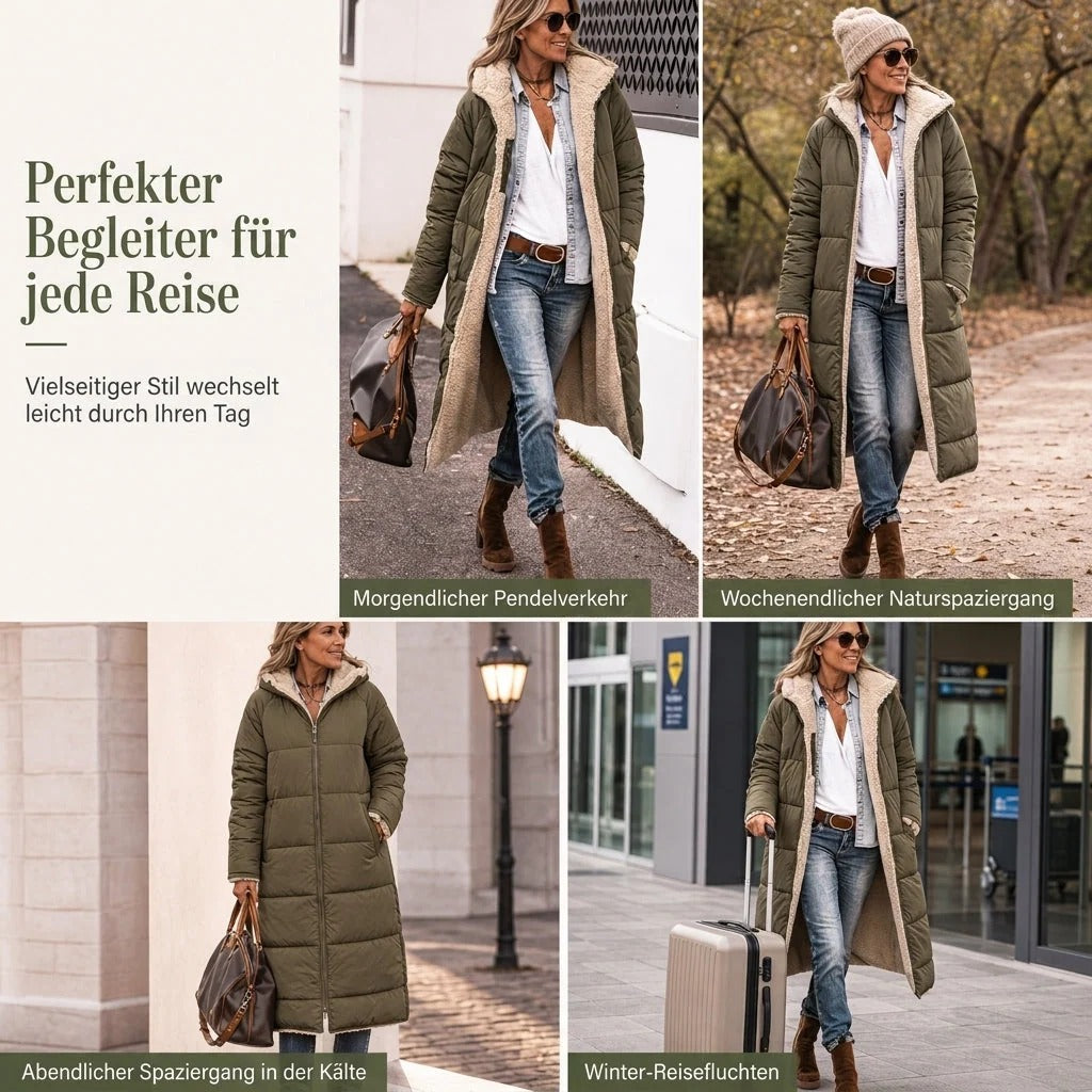 Wendbare, wattierte Slim-Fit-Mantel mit Kapuze - perlanotturna