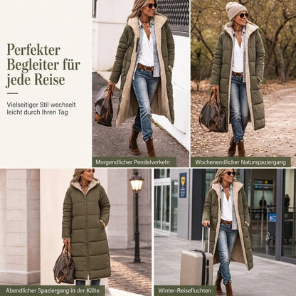 Wendbare, wattierte Slim-Fit-Mantel mit Kapuze - perlanotturna